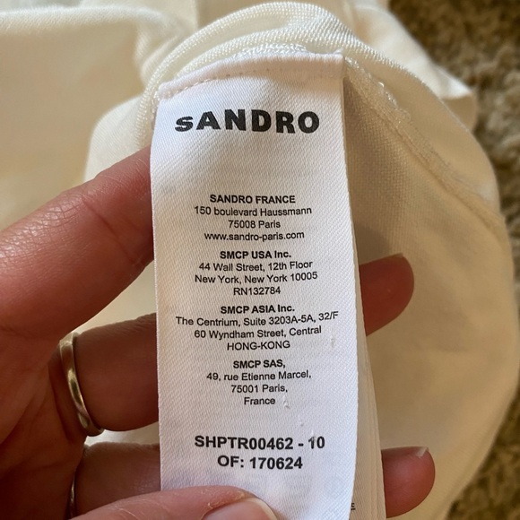 Sandro Men’s Short Sleeve Shirt in Cream Size M Button Down Knit Boxy Shirt - Picture 8 of 10